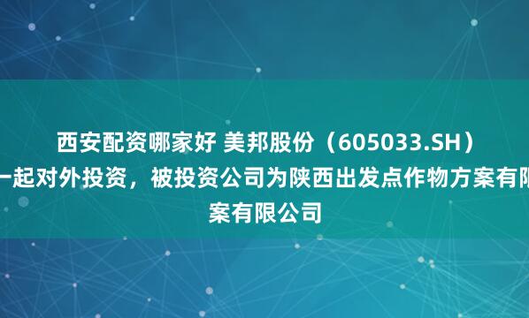 西安配资哪家好 美邦股份（605033.SH）新增一起对外投资，被投资公司为陕西出发点作物方案有限公司